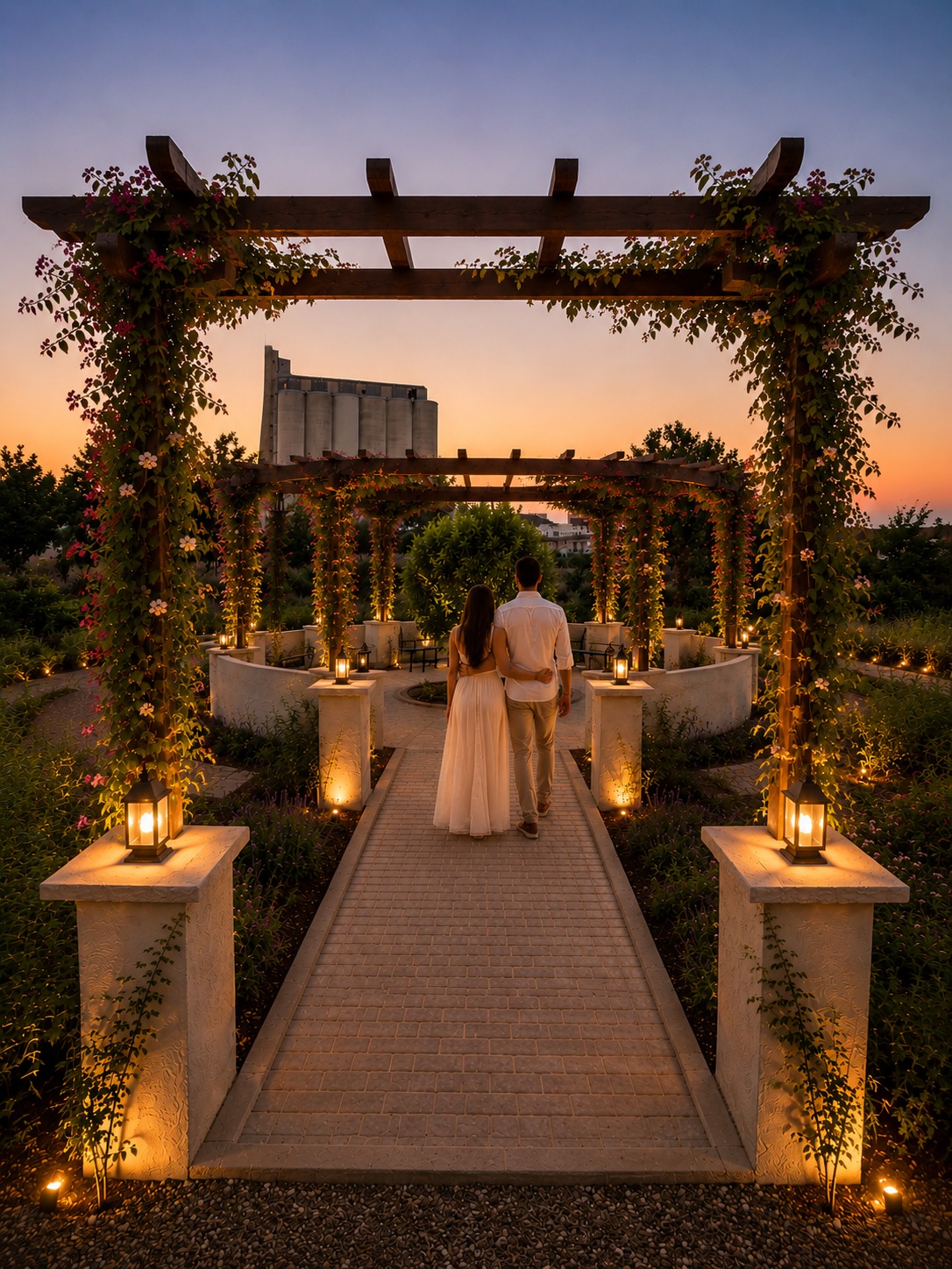 Golden Sunset Pergola Walkways