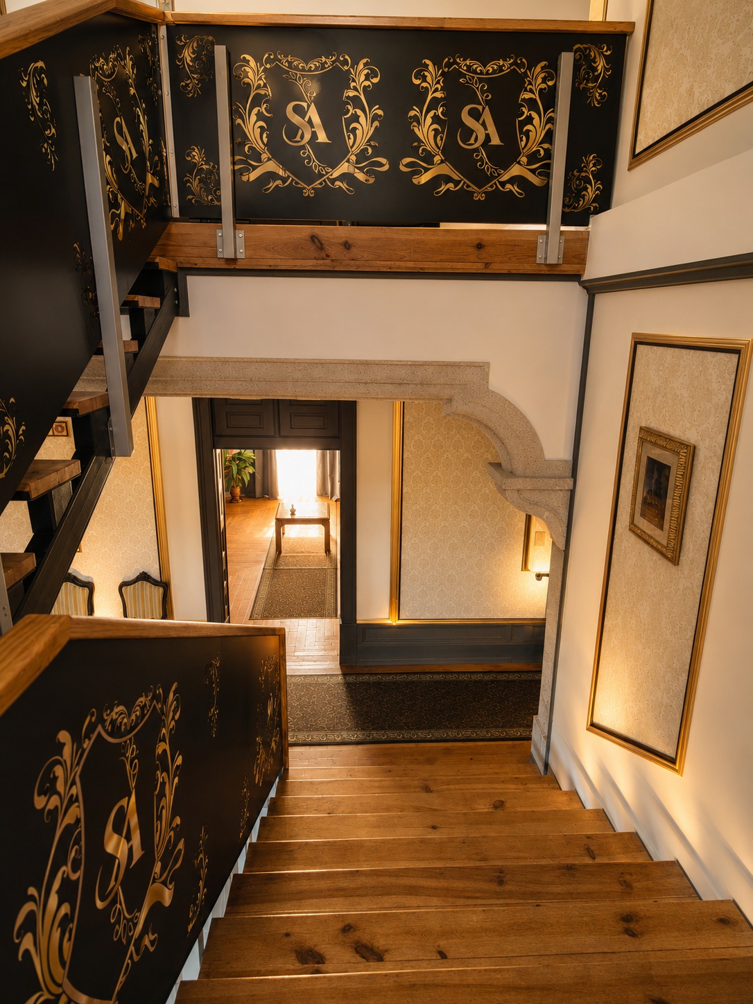 Elegant estate stairway